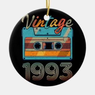 Vintage 1993 Cassette Tape Retro 30th Birthday 30 Ceramic Ornament