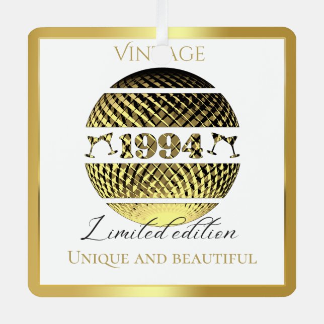 Vintage 1994 30th birthday gold metal ornament (Front)