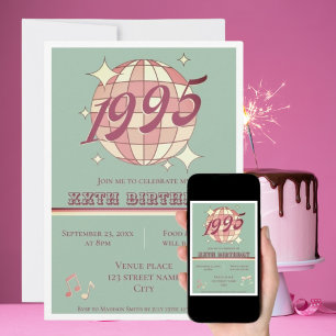 Vintage 1995 29th 30th birthday party Invitation