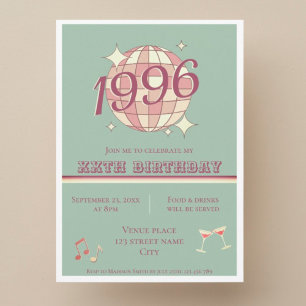 Vintage 1996 30th birthday teal blue ret Invitatio Invitation