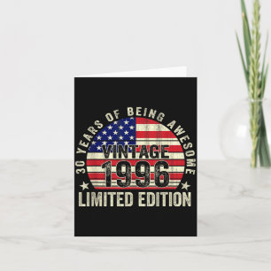 Vintage 1996 American Flag 30th Birthday 30 Years Card