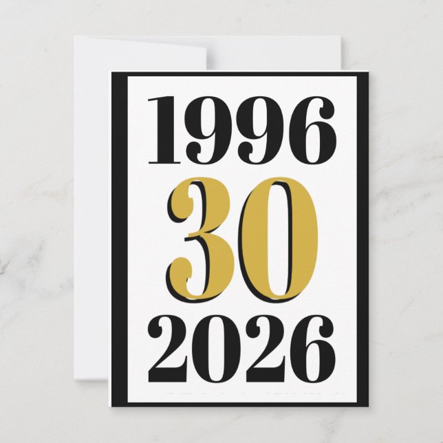 Vintage 1996 Milestone 30th Birthday Invitation (Front)