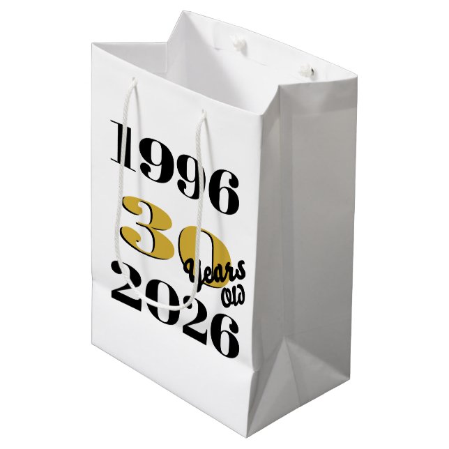 Vintage 1996 Milestone 30th Birthday Medium Gift Bag (Front Angled)