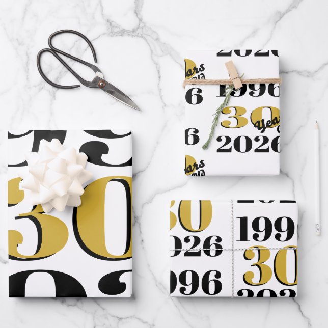 Vintage 1996 Milestone 30th Birthday   Wrapping Paper Sheet (Front)