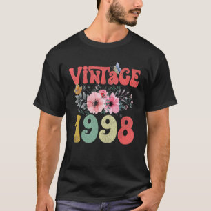 Vintage 1998 Floral Butterfly Retro Groovy 25th Bi T-Shirt
