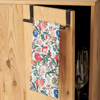 Vintage 19th century Floral Pattern Blue Green Red Kitchen Towel