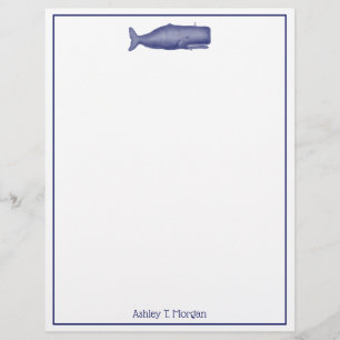 Vintage 19th Century Stylized Whale #1 N Blue