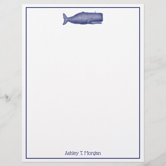 Vintage 19th Century Stylized Whale #1 N Blue (Front)