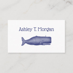 Vintage 19th Century Stylized Whale #1 N Blue Business Card