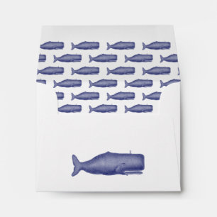 Vintage 19th Century Stylized Whale #1 N Blue Enve Envelope