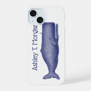 Vintage 19th Century Stylized Whale #1 N Blue iPhone 15 Case