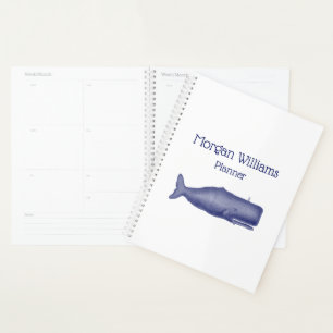 Vintage 19th Century Stylized Whale #1 N Blue Planner