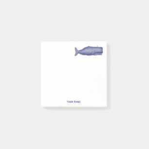 Vintage 19th Century Stylized Whale #1 N Blue Post-it Notes