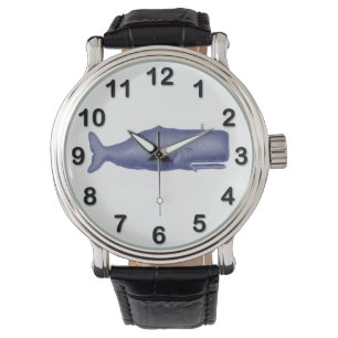 Vintage 19th Century Stylized Whale #1 N Blue Watch