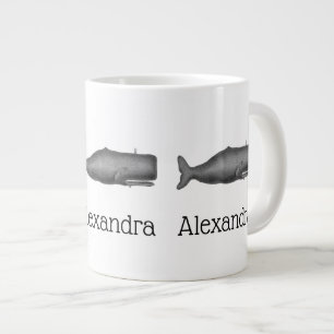 Vintage 19th Century Stylized Whale #1 N Large Coffee Mug