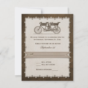 Vintage 19th Century Tandem Bicycle Wedding RSVP Card