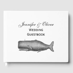 Vintage 19th Century Whale Drawing Guest Book