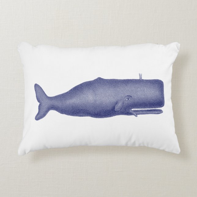 Vintage 19th Century Whale Drawing N Accent Pillow (Front)