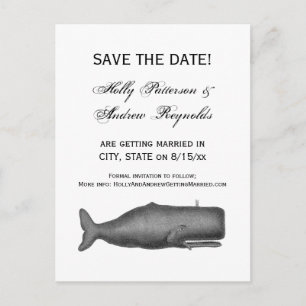 Vintage 19th Century Whale Drawing N Announcement Postcard