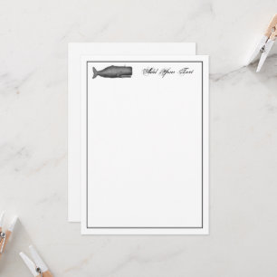 Vintage 19th Century Whale Drawing N Card