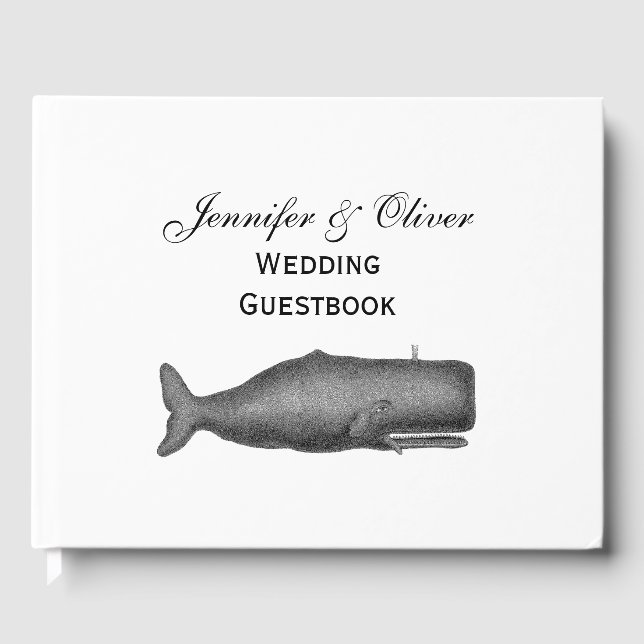 Vintage 19th Century Whale Drawing N Guest Book (Front)