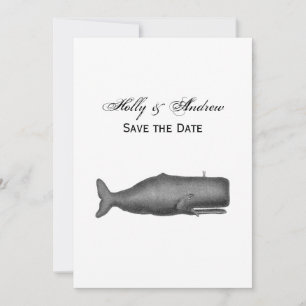 Vintage 19th Century Whale Drawing N Invitation