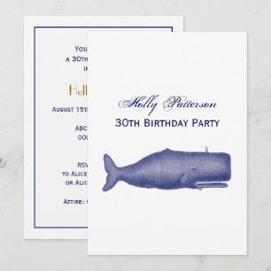Vintage 19th Century Whale Drawing N Invitation