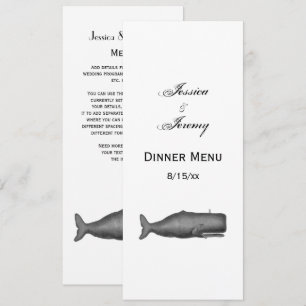 Vintage 19th Century Whale Drawing N Invitation