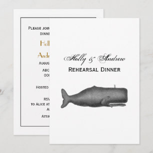Vintage 19th Century Whale Drawing N Invitation
