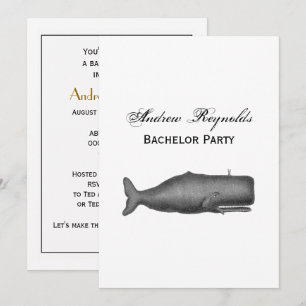 Vintage 19th Century Whale Drawing N Invitation
