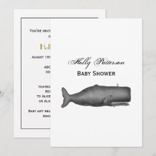 Vintage 19th Century Whale Drawing N Invitation