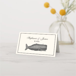 Vintage 19th Century Whale Drawing N Ivory Place Card