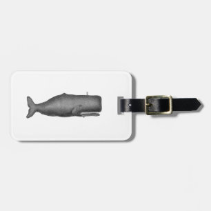 Vintage 19th Century Whale Drawing N Luggage Tag
