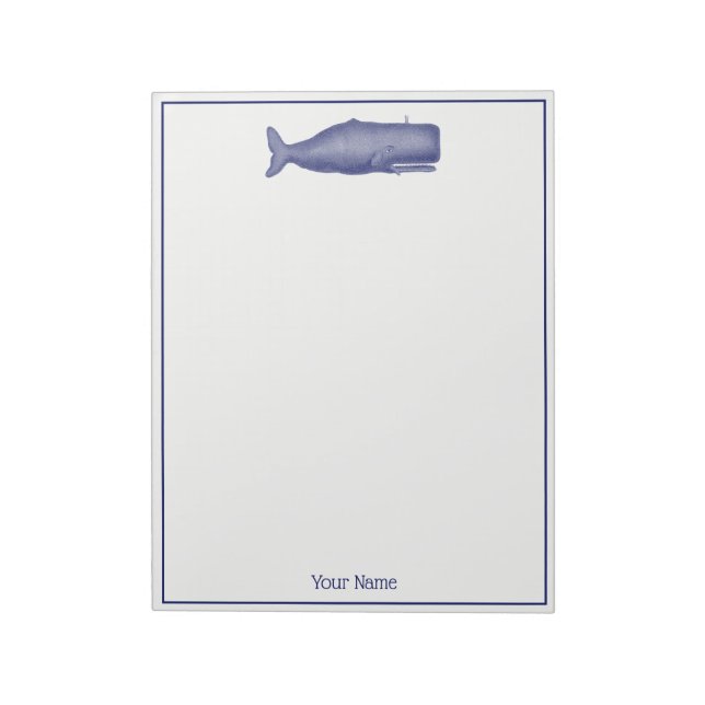 Vintage 19th Century Whale Drawing N Notepad (Rotated)