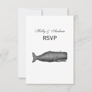 Vintage 19th Century Whale Drawing N RSVP Card