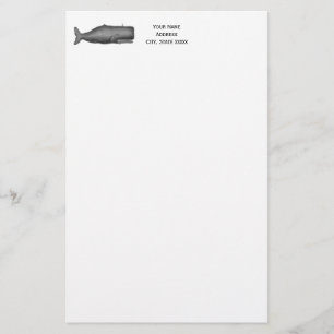 Vintage 19th Century Whale Drawing N Stationery