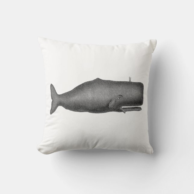 Vintage 19th Century Whale Drawing N Throw Pillow (Front)
