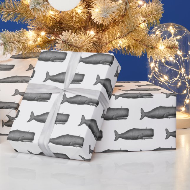 Vintage 19th Century Whale Drawing N Wrapping Paper (Holidays)