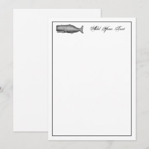 Vintage 19th Century Whale Drawing Note Card