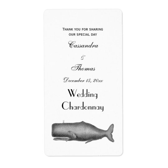 Vintage 19th Century Whale Drawing Shipping Label