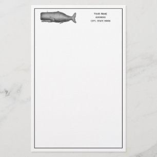 Vintage 19th Century Whale Drawing Stationery