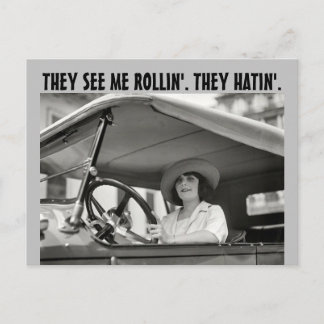  VINTAGE 19TH CENTURY WOMAN IN CAR FUNNY Postcards