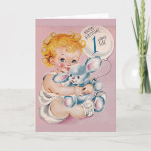 Vintage 1 Year Old Birthday Greeting Card