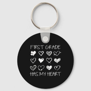 Vintage 1st First Grade Has My Heart Valentines Da Keychain