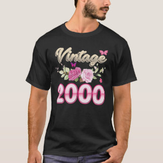 Vintage 2000 Flower Rose 22 Years Old 22Nd Birthda T-Shirt