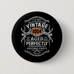 Vintage 2004 19th Birthday Gift Men Women 19 Years 2 Inch Round Button