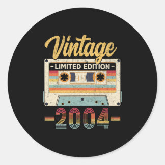 Vintage 2004 Birthday Cassette Tape Classic Round Sticker