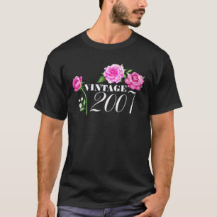 Vintage 2007 15 Years Old Flowers Birthday Gifts F T-Shirt