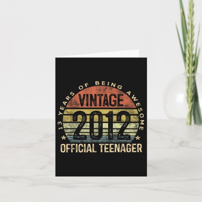 Vintage 2012 Official Teenager 13th Birthday Gifts Card (Front)