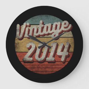 VINTAGE 2014 MEN WOMEN BIRTHDAY GIFT LARGE CLOCK